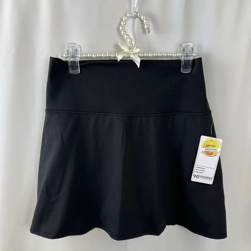 90 Degree by Reflex Black Athletic Skort M UPF 50+ Stretch Tennis Golf NWT